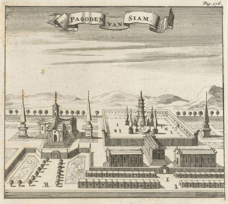 Pagodas in Siam (Thailand), Jan Luyken, Aart Dircksz Oossaan, 1687