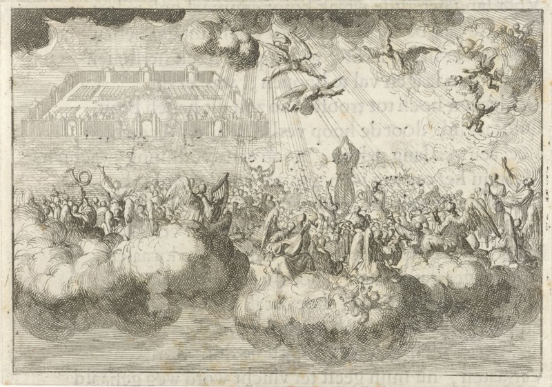 The heavenly Jerusalem with angels singing praise, Jan Luyken, David Ruarus, 1687