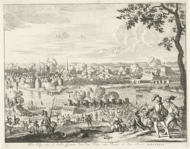 Siege and storming of Grave of the Duke of Parma, 1586, Jan Luyken, 1679 - 1684