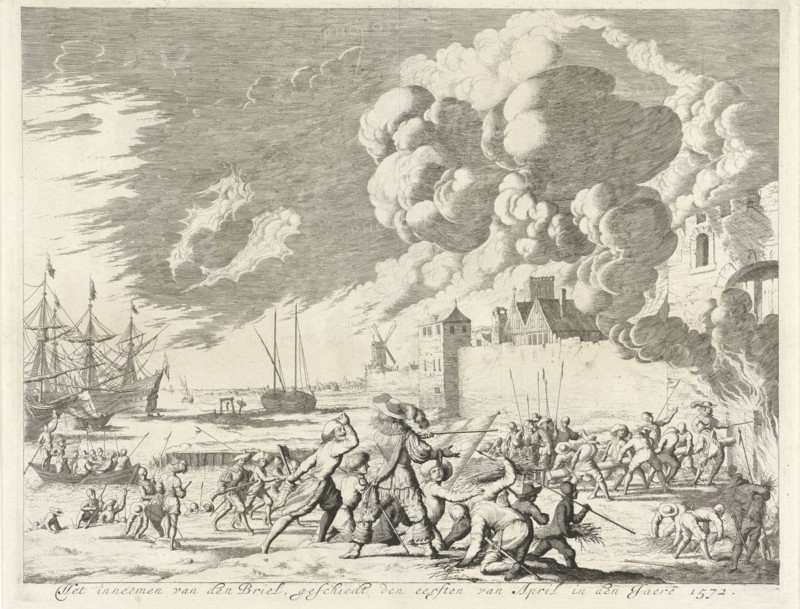 Capture of Brielle, 1572, Jan Luyken, weduwe Joannes van Someren, Abraham Wolfgang, 1679 - 1684