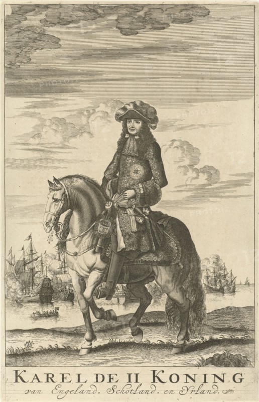 Equestrian Portrait of Charles II, King of England, Jan Luyken, Anonymous, Jan Claesz ten Hoorn, 1685