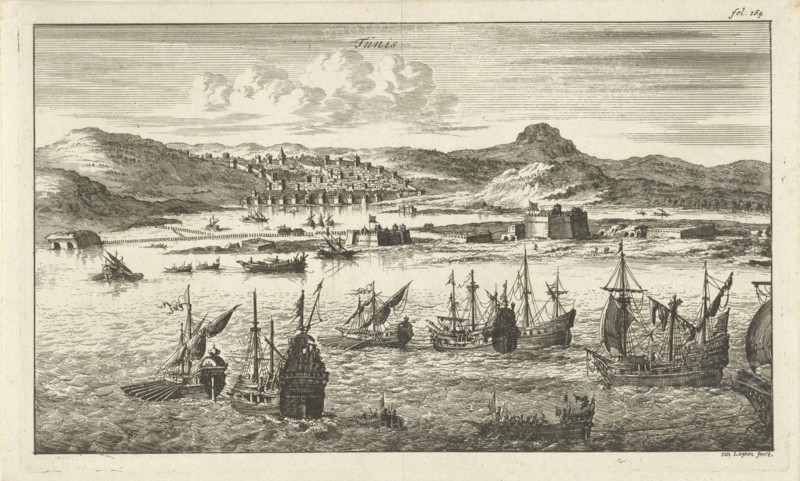 Tunisia, seen from the sea, Jan Luyken, Jan Claesz ten Hoorn, 1684