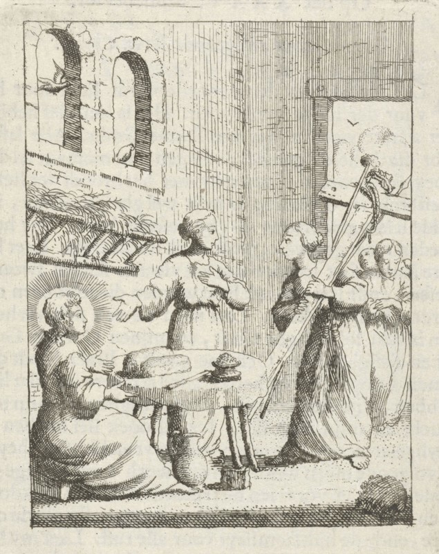 Christ and the personified soul is shown inside the cross, Jan Luyken, Pieter Arentsz II, 1678-1687