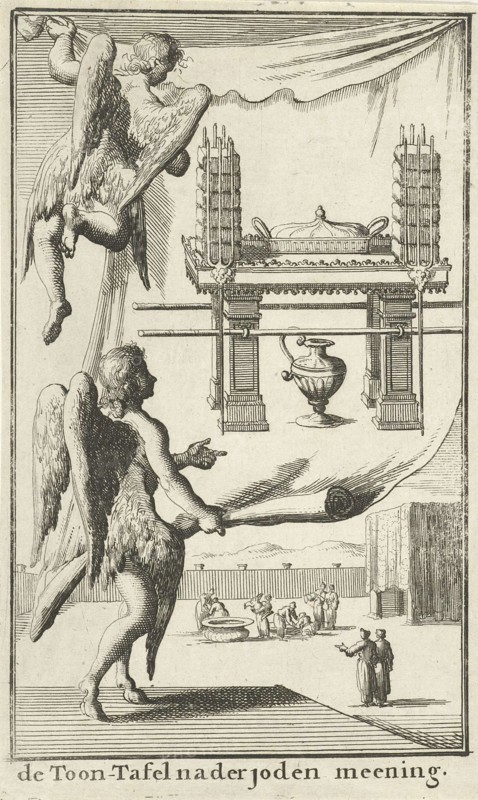 Angels study view for the Table of Showbread, Jan Luyken, Willem Goeree, 1683