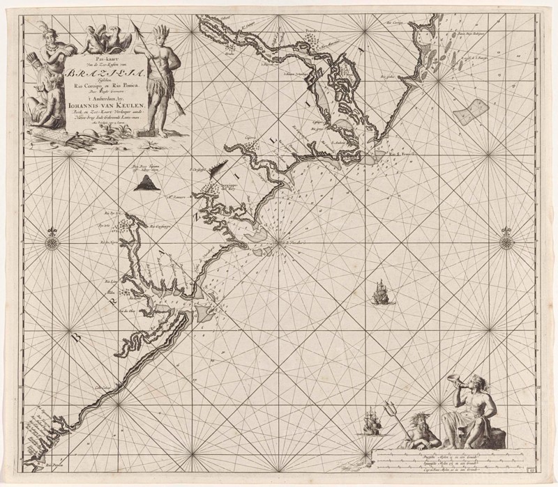 Sea chart of part of the coast of Brazil, Jan Luyken, Claes Jansz Voogt, Johannes van Keulen (I), 1683 - 1799