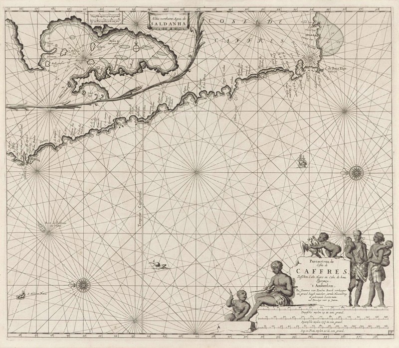Sea chart of the coast of Namibia and South Africa, Jan Luyken, Johannes van Keulen (I), unknown, 1683 - 1799