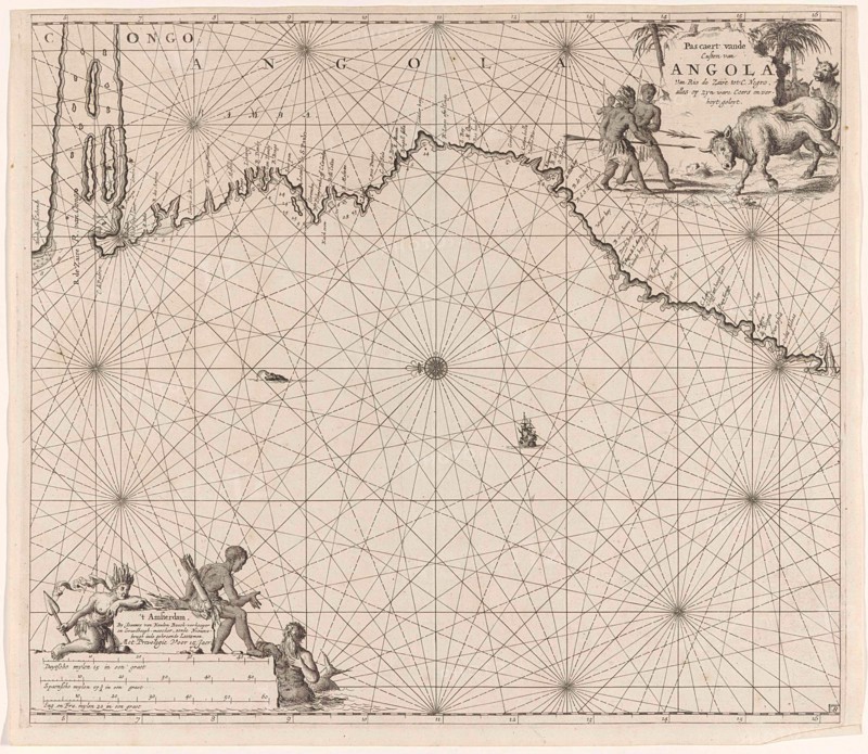 Sea chart of the coast of Congo and Angola, Jan Luyken, Johannes van Keulen (I), unknown, 1683 - 1799