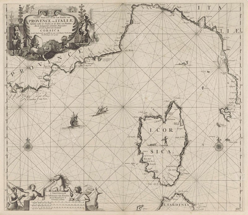 Map of part of the Mediterranean coast of France and the north coast of Italy, Anonymous, Johannes van Keulen I, unknown, 1682-1803