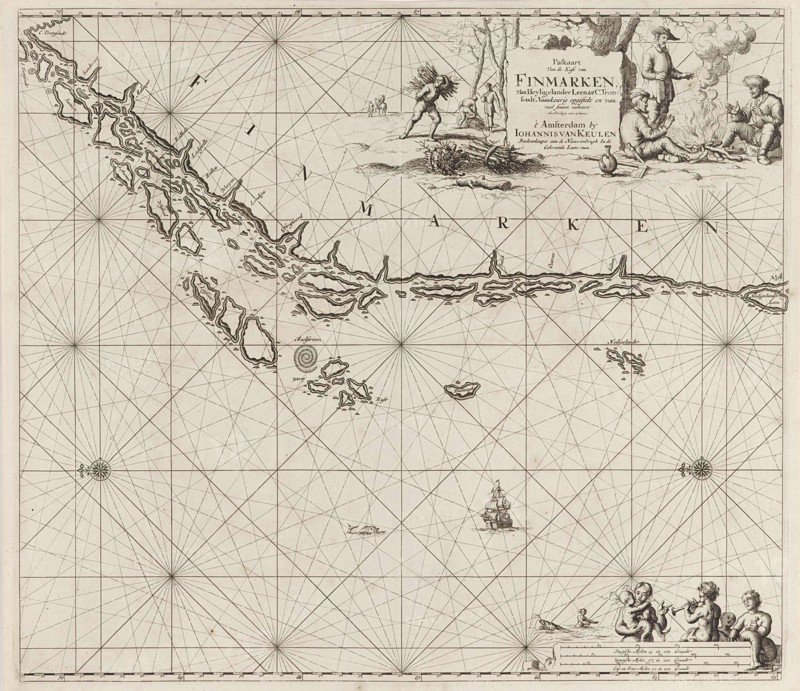 Sea chart of part of the Norwegian coast, Norway, print maker: Jan Luyken, Johannes van Keulen I, unknown, 1681 - 1799