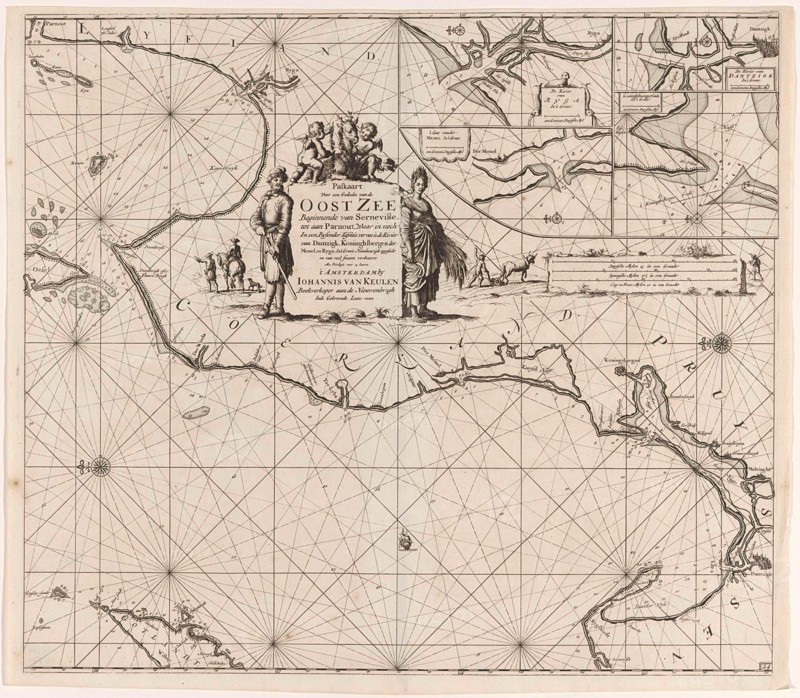 Sea chart of a portion of the Baltic coast of Poland and Latvia, Jan Luyken, Johannes van Keulen (I), unknown, 1681 - 1799