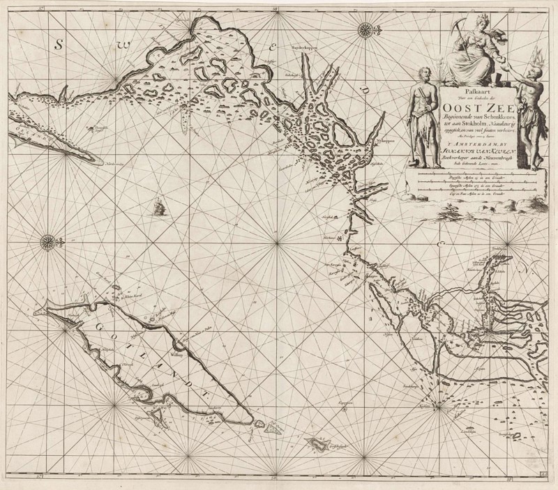 Sea chart of the northwestern part of the Baltic Sea by the Swedish coast, Jan Luyken, Johannes van Keulen (I), unknown, 1681 - 1799