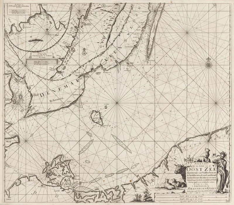 Sea chart of the southern part of the Baltic Sea, print maker: Jan Luyken, Johannes van Keulen I, unknown, 1681 - 1799