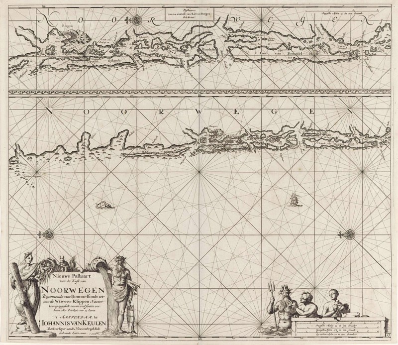 Sea chart of part of the coast of Norway near Bergen, Jan Luyken, Johannes van Keulen I, unknown, 1681 - 1799