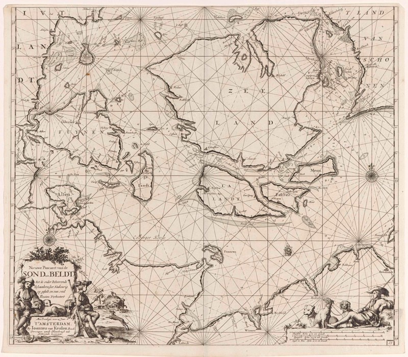 Sea chart of the Danish Islands, part of the coast of Sweden and Germany, Jan Luyken, Johannes van Keulen I, unknown, 1681-1799