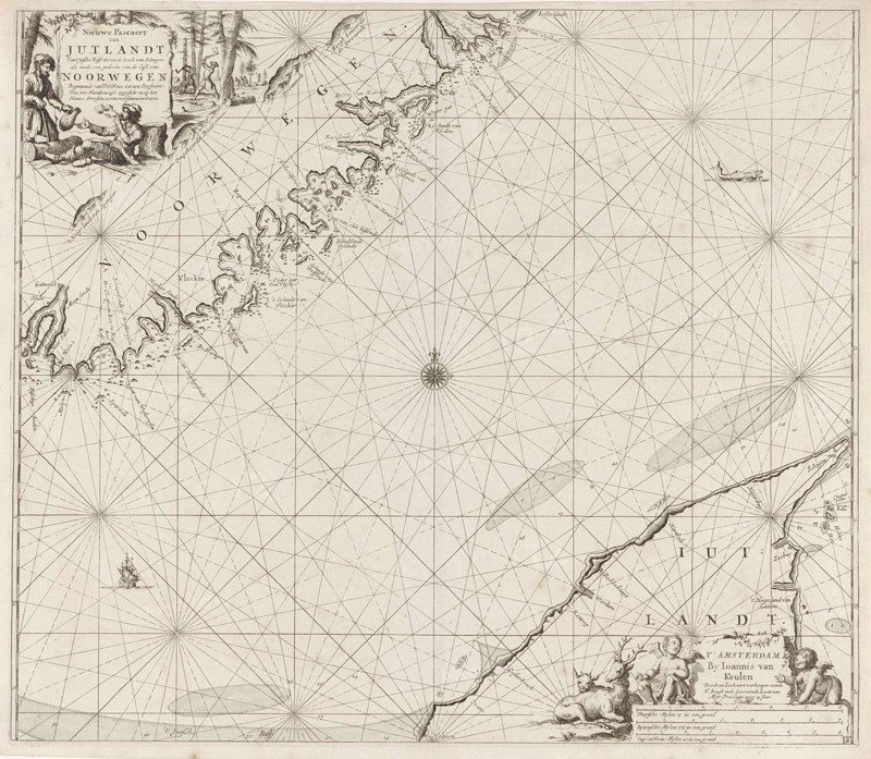 Sea chart of part of the coast of Norway and Jutland, Jan Luyken, Johannes van Keulen (I), unknown, 1681-1799