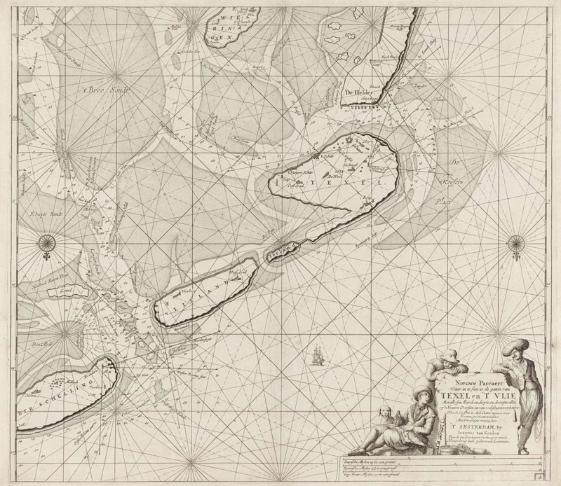 Sea chart of the Wadden Sea from Den Helder to Terschelling, Jan Luyken, Johannes van Keulen (I), unknown, 1681 - 1799