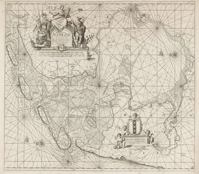 Sea chart of the Zuiderzee and the Wadden Sea, Jan Luyken, Johannes van Keulen (I), unknown, 1681 - 1799