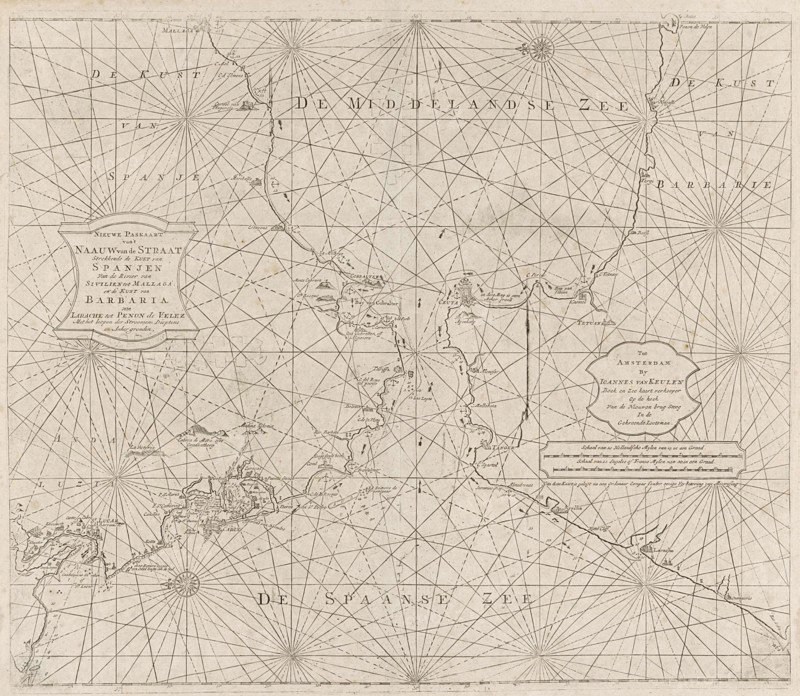 Sea chart of the Strait of Gibraltar, Anonymous, Johannes van Keulen (II), 1681 - 1803