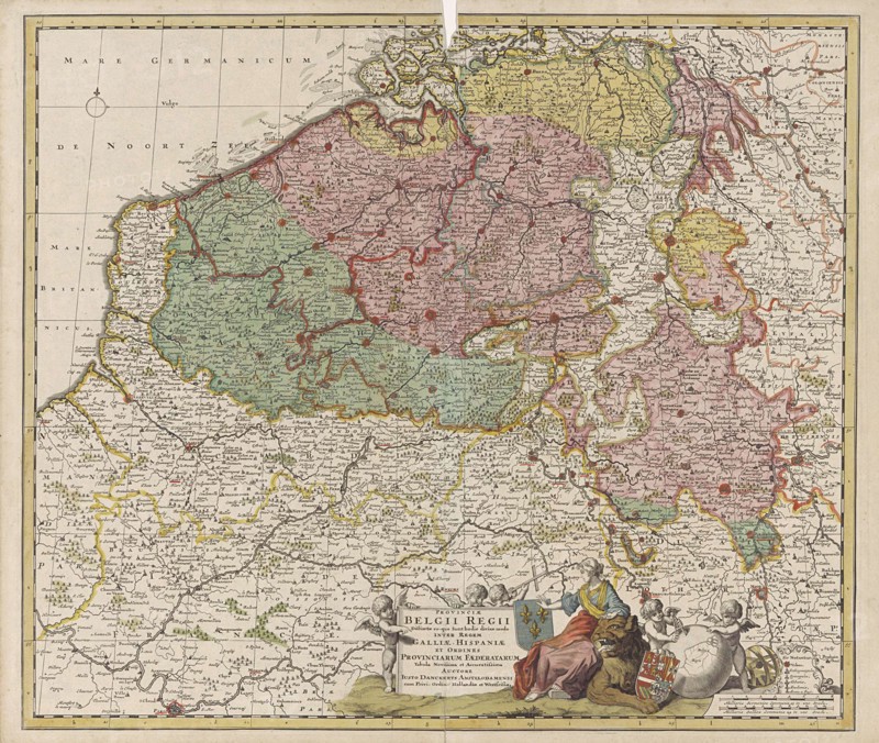 Map of the Southern Netherlands, Justus Danckerts, Staten van Holland en West-Friesland, 1696 - 1701