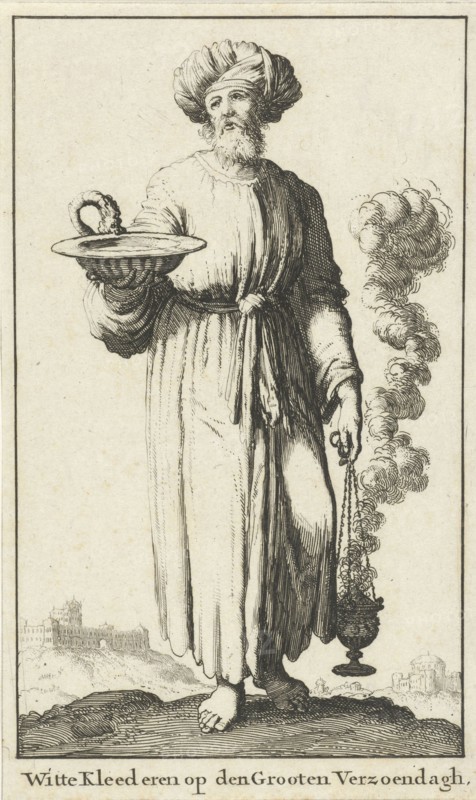 High priest in white vestments belonging to the Atonement, variant A, Jan Luyken, Willem Goeree, 1682