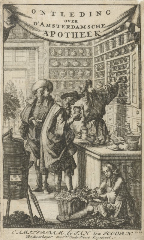 Interior of a pharmacy, Jan Luyken, Jan Claesz ten Hoorn, 1689