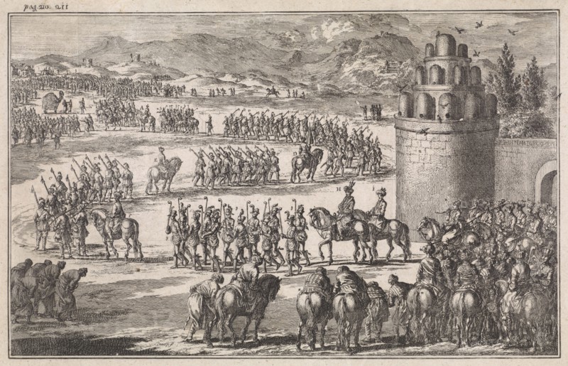 procession at the exit of the king of Persia, Jan Luyken, H.W. Meyer, 1712