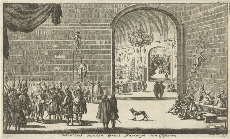 Library and curiosities of the Grand Duke of Tuscany, Jan Luyken, 1689