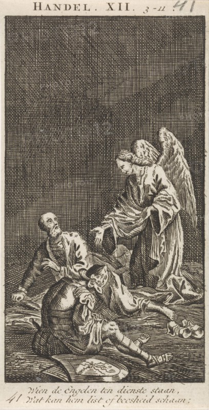 Liberation of Peter from prison, Jan Luyken, Anonymous, 1712