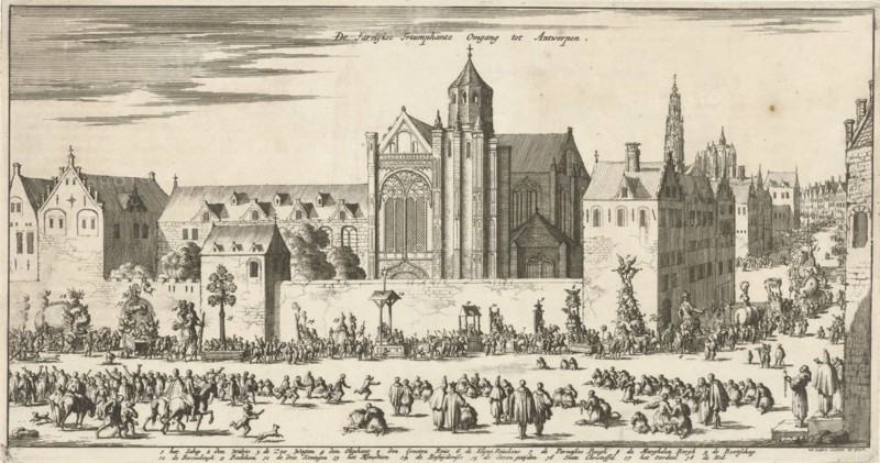 Annual procession in Antwerp, Belgium, ca. 1680-1681, Jan Luyken, 1682