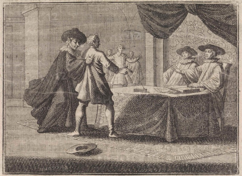 Blasphemer is grabbed by the devil, Caspar Luyken, Christoph Weigel, Frantz Martin Hertzen, 1710