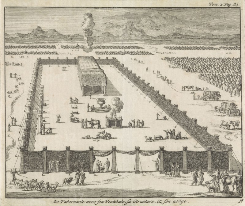 View of the court and the Tabernacle, Jan Luyken, Pieter Mortier, 1705