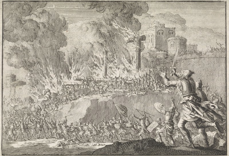 Outburst of the Jews from Jerusalem, Jan Luyken, Pieter Mortier, 1704