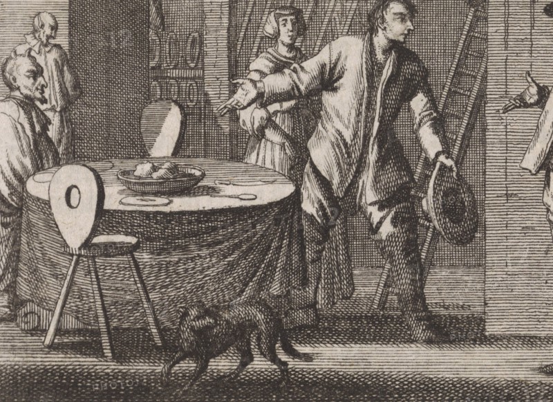 Farmer receives devils in his house, Caspar Luyken, Christoph Weigel, 1704