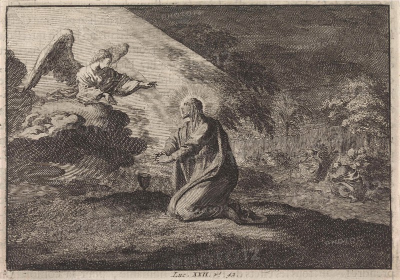 Christ in the Garden of Gethsemane, Jan Luyken, Pieter Mortier, 1703-1762