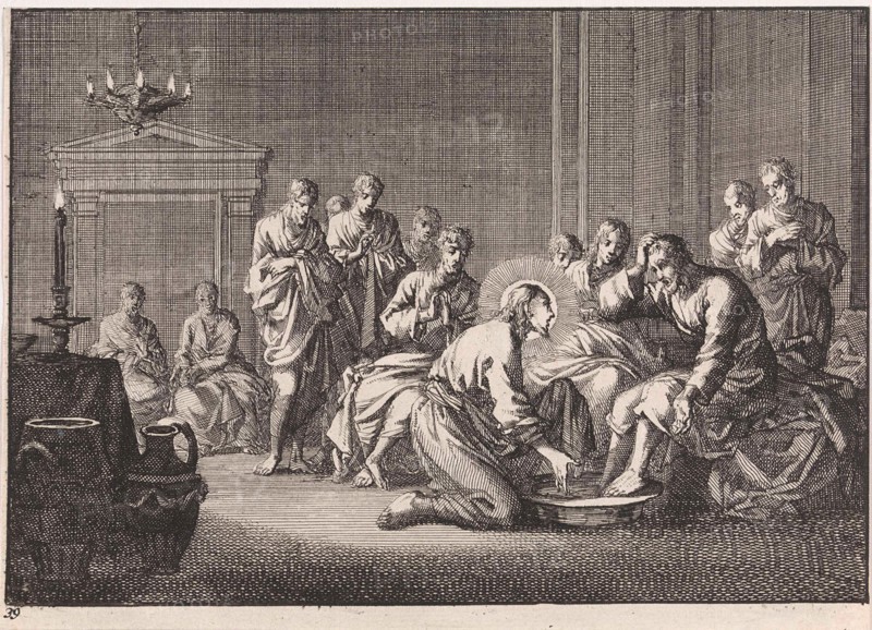 Foot Washing, Jan Luyken, Pieter Mortier, 1703