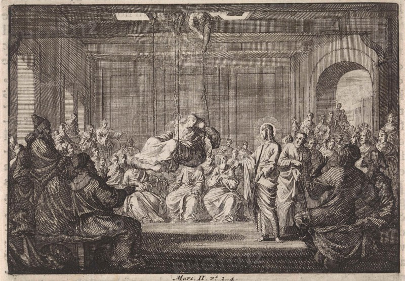 Healing of a paralytic, Jan Luyken, Pieter Mortier, 1703 - 1762