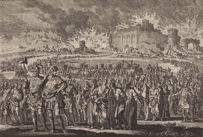 Destruction of Jerusalem by the Babylonian army, Jan Luyken, 1703 - 1762