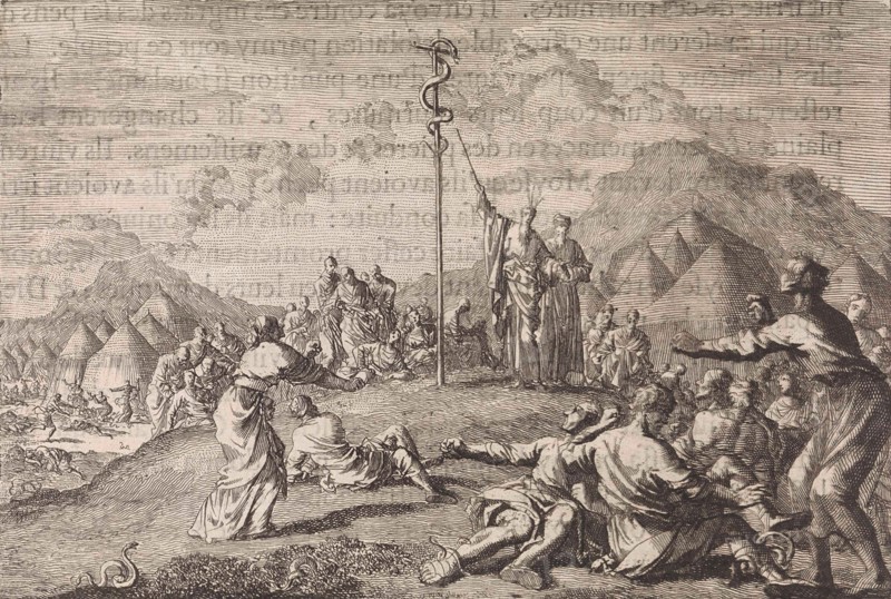 Creation of the brazen serpent, Jan Luyken, Pieter Mortier, 1703-1762