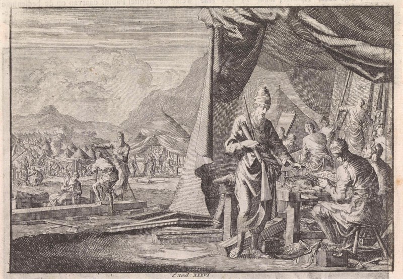 Construction of the Tabernacle, Jan Luyken, Pieter Mortier, 1703 - 1762