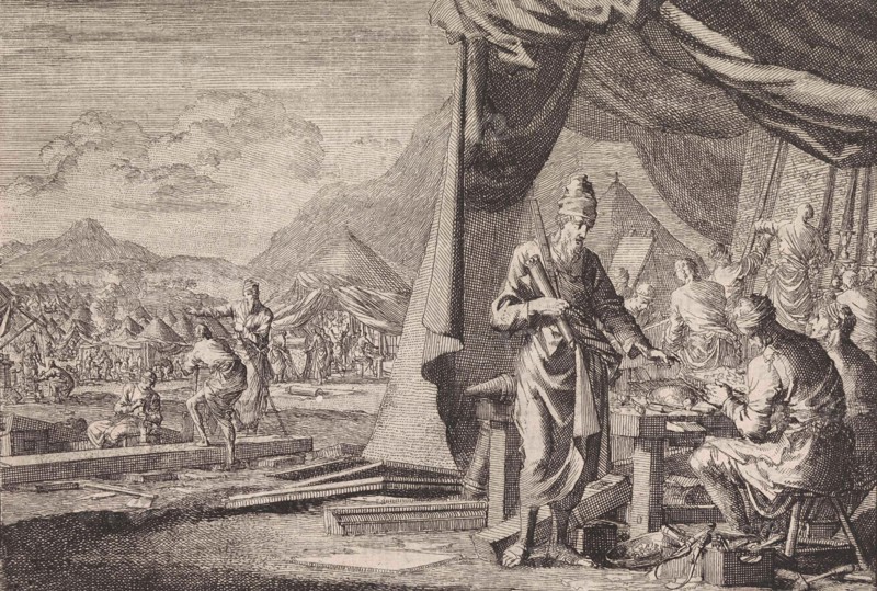 Construction of the Tabernacle, Jan Luyken, Pieter Mortier, 1703 - 1762