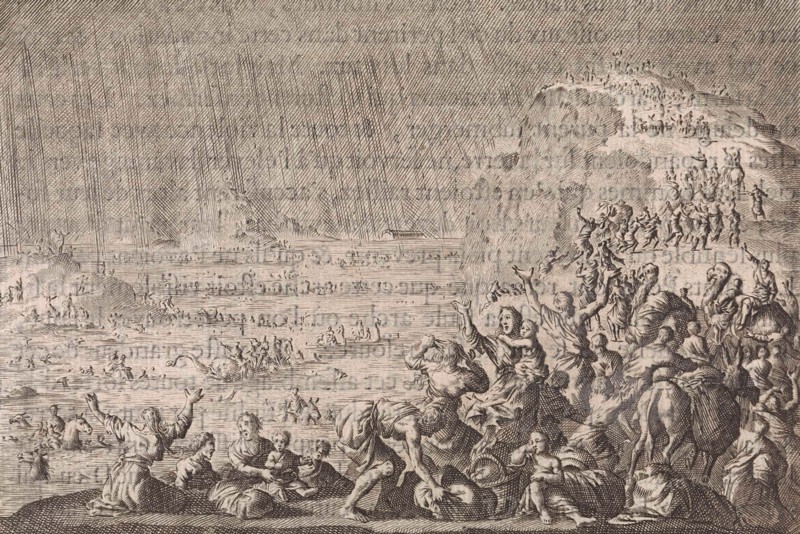 Beginning of the Flood, Jan Luyken, Pieter Mortier, 1703 - 1762