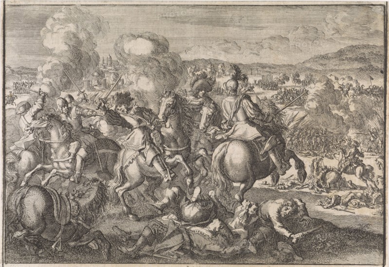 Death of King Gustavus Adolphus of Sweden at the Battle of Lutzen, southwest of Leipzig, Germany, 1632, Johann David Zunnern, 1701