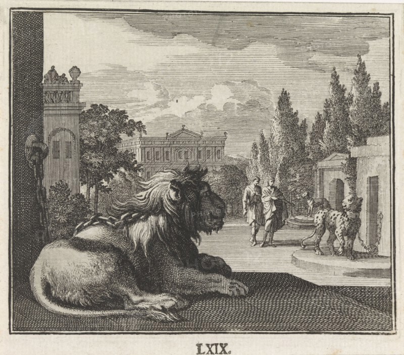 Emblem: wild animals, Caspar Luyken, Christoph Weigel, 1695 - 1705