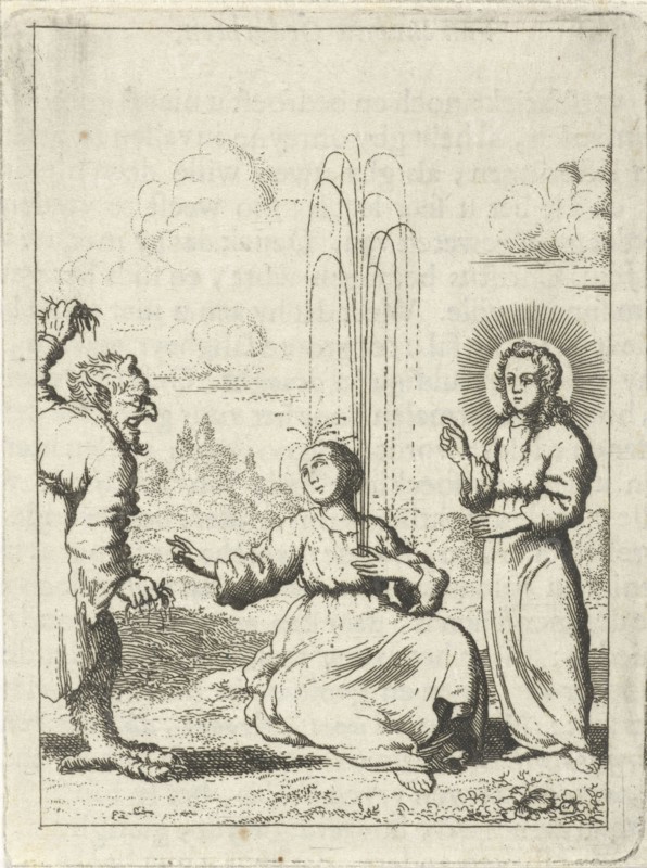 Christ shows a fountain in the heart of the personified soul, Jan Luyken, Pieter Arentsz II, 1678-1687