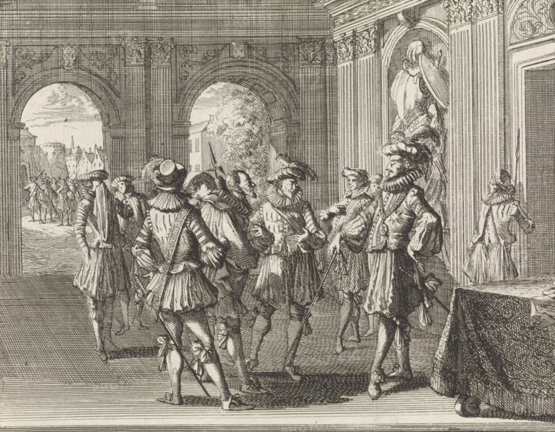 Knight Payen de Beaufort is accused of witchcraft and imprisoned, 1459, Caspar Luyken, Hermannus Ribbius, 1700