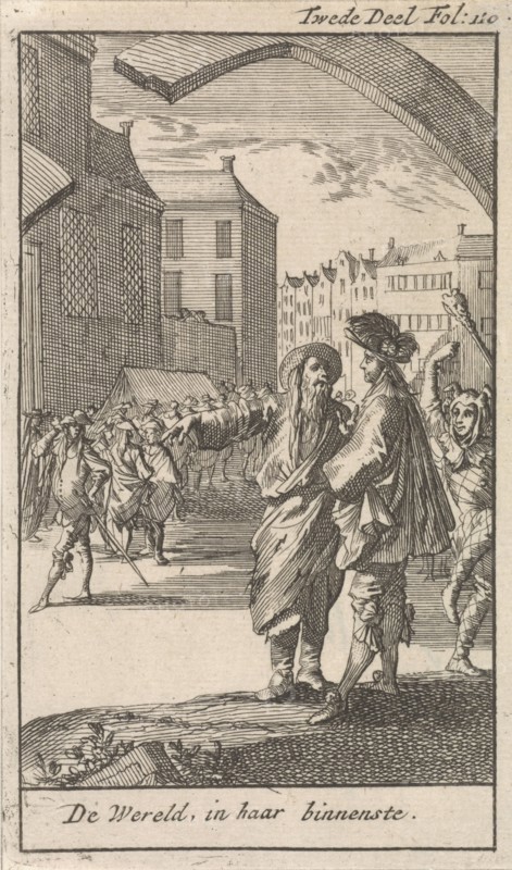 Procession with a jester in the foreground, Caspar Luyken, Jan Claesz ten Hoorn, 1699