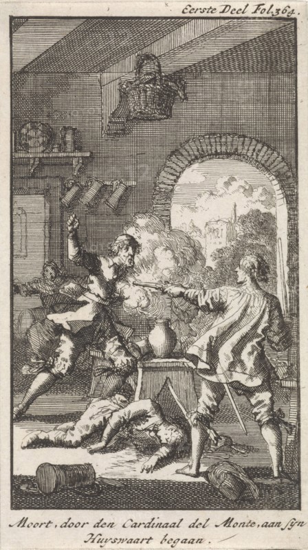 Murder by Cardinal Del Monte, 1560, Jan Luyken, 1699