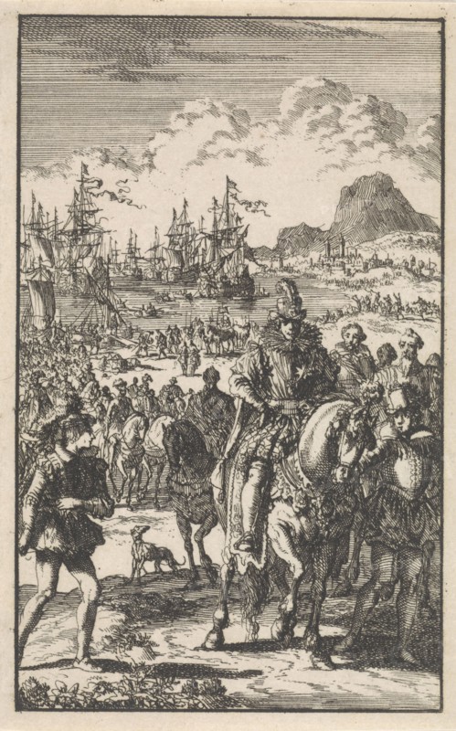 Prince Philip lands in England, 1554, Jan Luyken, 1699