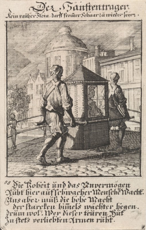 Carriers of a sedan, Caspar Luyken, Anonymous, 1711