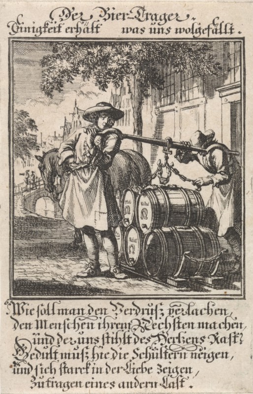 Beer carrier, Jan Luyken, Anonymous, 1711